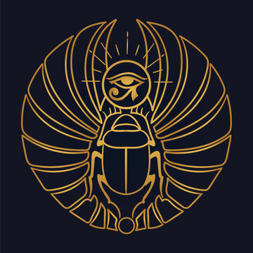 
Pharaonic wings Egyptian and Khepri and Ra sun eye Horus icon vector 