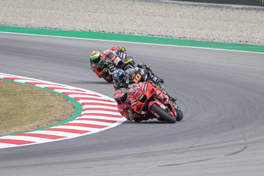 MONTMELLO, SPAIN-JUNE 4, 2021: Francesco Bagnaia (Pecco) on his #63 Ducati Desmosedici GP (Ducati Lenovo Team), 2021 MotoGP World Championship
