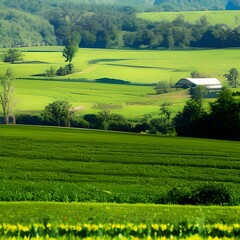 Obraz premium landscape with green field and trees