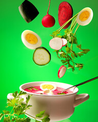 soup with vegetables and eggs