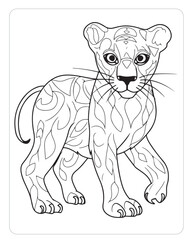 Cute Animals Coloring Pages, Animals Illustrations, Black and white Coloring Pages.