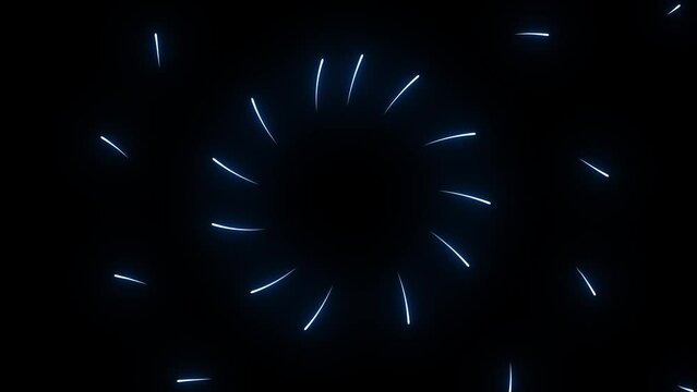 abstract neon lights in dark background with loop. animated blue beams glowing rays