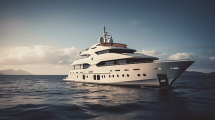 Fototapeta na wymiar Luxury motor yacht on the ocean Generative AI