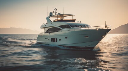 Fototapeta na wymiar Luxury motor yacht on the ocean Generative AI