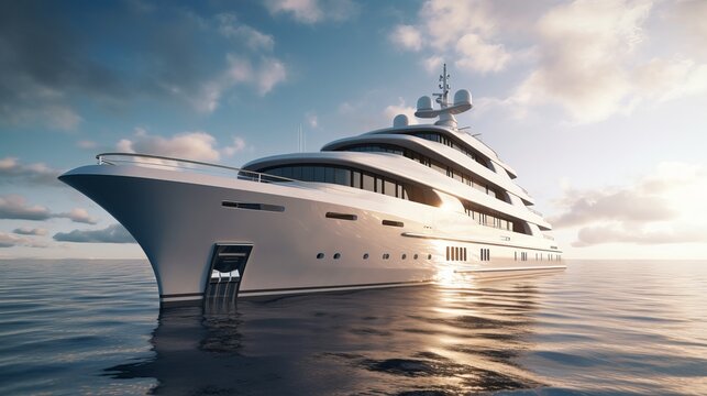 Extremely detailed and realistic high resolution 3D illustration of a luxury super yacht Generative AI