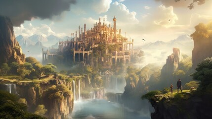 Naklejka premium Depict a diverse range of landscape that surround the Lost Chronicle