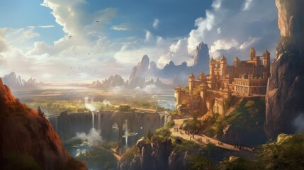 Fototapeta premium Depict a diverse range of landscape that surround the Lost Chronicle