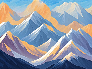 Fototapeta premium Mountains range landscape. AI generated illustration