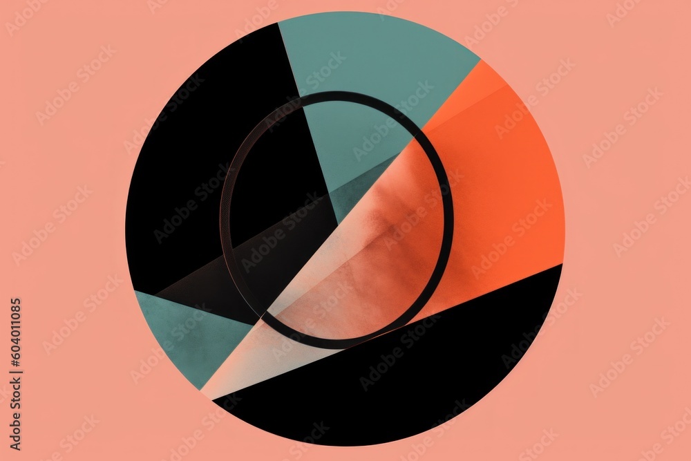 Aufkleber a circular design with a black and orange background. generative ai image.