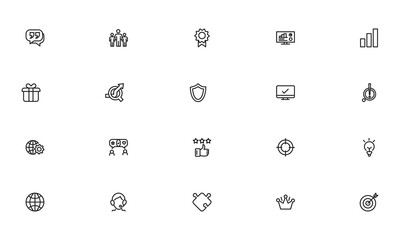 SEO and promotion line icons collection. Thin outline icons pack