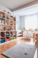 Fototapeta premium Inviting Serenity: Tidy and Welcoming Playroom by Home Cleaning Service