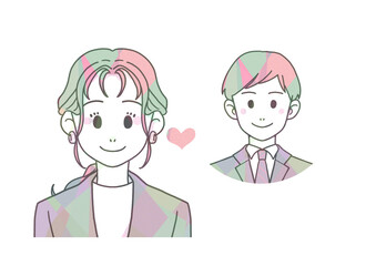 片思い中のノーカラージャケットの女性（マルチカラー）