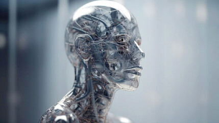 Glass Alien Android: The Essence of Futuristic Technology. generative AI,