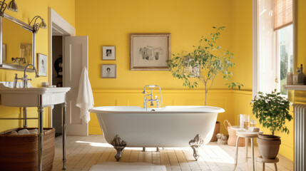 Naklejka na ściany i meble bathroom with bathtub, ai generative