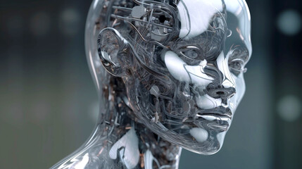 Glass Alien Android: The Essence of Futuristic Technology. generative AI,