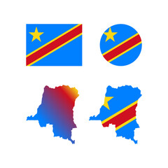 The Republic of Congo national map and flag vectors set....