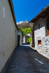 The small characteristic village of Sonogno, the highest town of Val Verzasca, in Canton Ticino, Switzerland - May 2023
