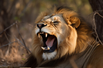 a lion is laughing