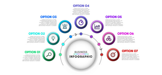 Business concept with infographic design 7 options.