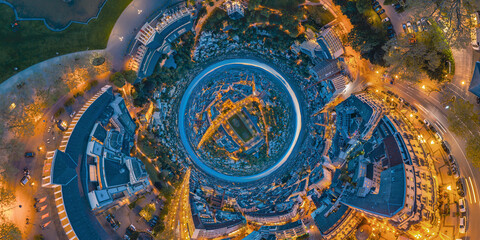 wiesbaden city germany evening aerial little planet