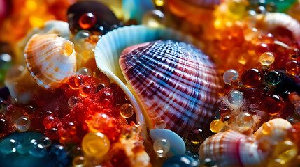 Beneath the Waves: Captivating Beauty and Intricate Wonders of Shellfish in the Beach Water - ai generative