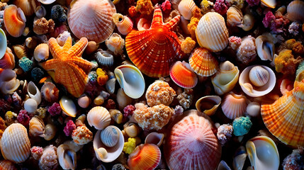 Beneath the Waves: Captivating Beauty and Intricate Wonders of Shellfish in the Beach Water - ai generative