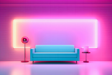 Selling in Style: Social Media Post featuring Clean Neon Pastel Interior in 3D Render