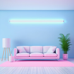 Selling in Style: Social Media Post featuring Clean Neon Pastel Interior in 3D Render