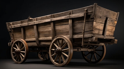Fototapeta na wymiar Historic timber wagon isolated on grey background