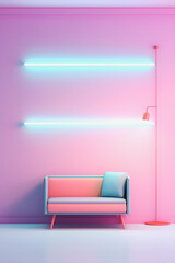 Neon Pastel Interior: Creative Advertisement Concept for Social Media and Sale Promotion