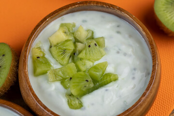 Delicious Fresh Cow's milk Yogurt with Kiwi slices