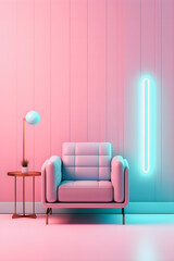 Neon Pastel Interior: Creative Advertisement Concept for Social Media and Sale Promotion