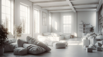 Fototapeta na wymiar Interior Pillows White Floor