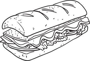 Sandwich sketch, Sandwich Drawing hand, vector illustration