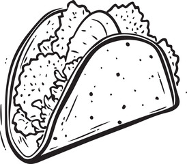 Mexican lunch tacos with tortillas, taco hand draw, vector illustration, SVG