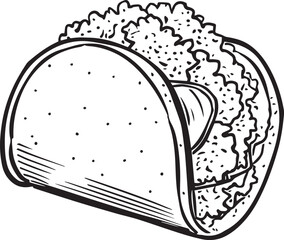 Mexican lunch tacos with tortillas, taco hand draw, vector illustration, SVG