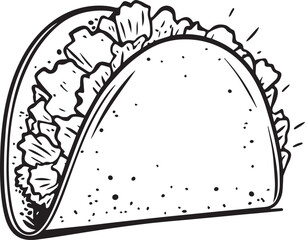 Mexican lunch tacos with tortillas, taco hand draw, vector illustration, SVG