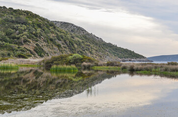 coastal lake at Tuzla beach near Kucukbahce (Karaburun, Izmir province, Turkiye)