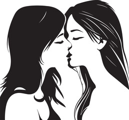 Girl kiss girl vector Illustration, SVG