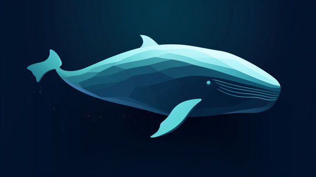 A simple yet striking illustration of a whale, with a clean design and bold negative space Generative AI