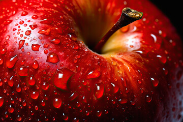 Macro shot - apple; explore the glossy surface of the apple. Ai Generative