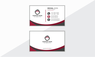 Double-sided standard business card template. Landscape orientation. Horizontal layout. Vector illustration.