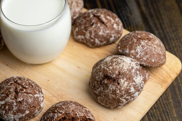 Fresh chocolate gingerbread and mill milk