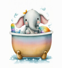 funny elephant in the bath, Generative AI