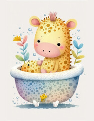 funny cow in the bath, Generative AI