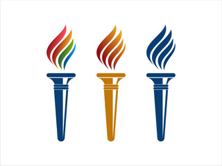 Torch fire flame icon set vector logo illustration  - obrazy, fototapety, plakaty