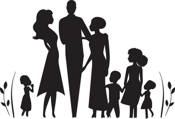 Happy family silhouette vector illustration, SVG