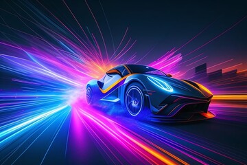 A car with the word speed on the front. Generative AI.