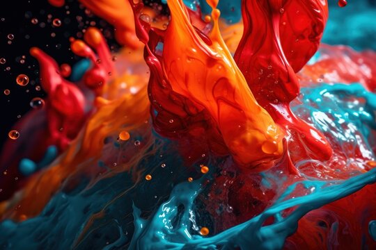 abstract digital background with massive clouds of multicolored inks in water, ai tools generated image
