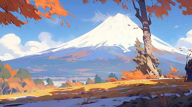 秋の富士山、Mount Fuji in autumn(generative ai)